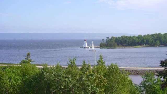 The Kidston Island Lighthouse is a lighthouse on Kidston Island, sailboat, located in the Bras d'Or lakes, in Baddeck, Nova Scotia.
