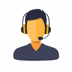 Customer Service Representative Assisting Client - Call Center. Vector Icon Illustration. Job Icon Concept Isolated Premium Vector. 