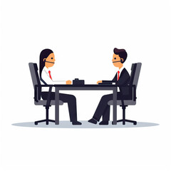 Journalist Conducting Interview - Newsroom. Vector Icon Illustration. Job Icon Concept Isolated Premium Vector. 