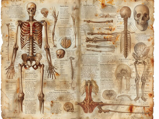 An ancient textbook of anatomy with drawings, the first studies of the human body