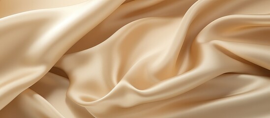 Fototapeta premium A close-up view showcasing the smooth matte finish and durability of a beige golden silk fabric, ideal for various design projects.