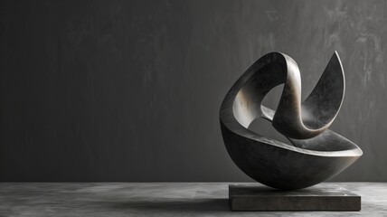 Modern abstract sculpture with fluid shapes on a marble base