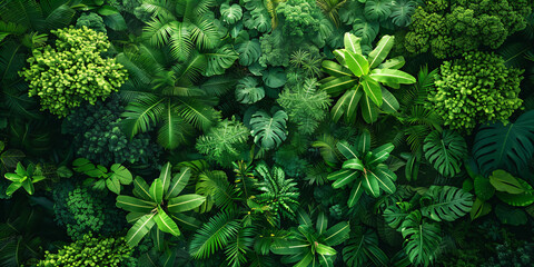 green eco concept in the rainforest - aerial view of the jungle - obrazy, fototapety, plakaty