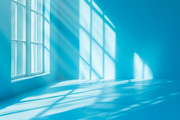 An original background image for design or product presentation, with a play of light and shadow, in light blue tones