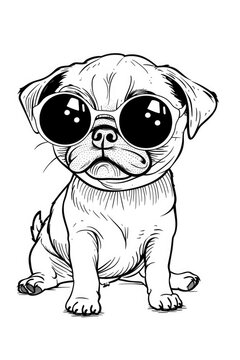 A pug dog with big glasses on his face