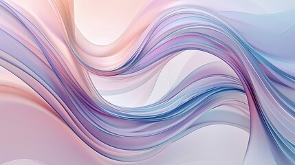 An abstract image presenting smooth waves intertwining in a soft dance of lavender, pink, and baby blue hues - obrazy, fototapety, plakaty