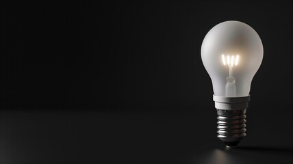 A light bulb glowing softly against a dark, minimalist backdrop