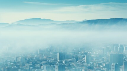 Fototapeta na wymiar Toxic smog blankets city, pm 2.5 dust, unhealthy air pollution in urban environment