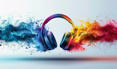 Headphones with colorful splashes 