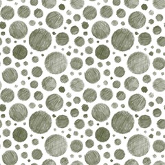 Seamless abstract geometric pattern. Simple background in khaki, white. Dots, circles. Digital pencile texture.  Design for textile fabrics, wrapping paper, background, wallpaper, cover. - obrazy, fototapety, plakaty