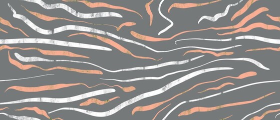 Seamless abstract pattern. Simple background with grey, orange, white texture. Lines. Digital brush strokes background. Design for textile fabrics, wrapping paper, background, wallpaper, cover.