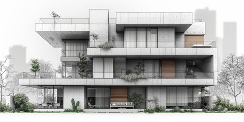 Minimalist Urban Residence: A Study in Modern Architecture Generative AI