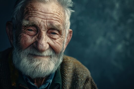 Elderly Man With White Hair and Beard