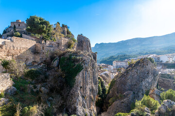 Historic Guadalest Castle Ruins Perched on Rocky Cliffs in Spain