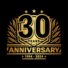 30 years anniversary celebration shield design template. 30th anniversary logo. Vector and illustration.