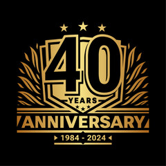 40 years anniversary celebration shield design template. 40th anniversary logo. Vector and illustration.