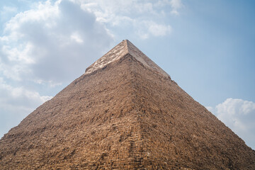 Fototapeta na wymiar Cairo, Egypt - October 26, 2022. View of the Khafre Pyramid in Giza, Cairo.