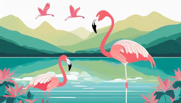 Generated image of flamingos