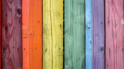 Rainbow Colored Wooden Fence Panels Texture