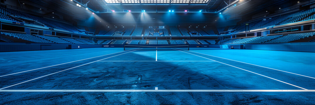 A tennis court at a large stadium suitable,
green sport soccer goal stadium game football arena light world




