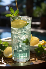 Fototapeta premium Trolical coctail with ice and lemon