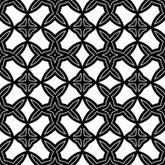 Black and white seamless pattern with oriental motif, monochrome mosaic