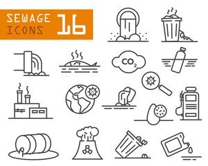 Sewage icons. Wastewater and water treatment vector icon set. Pollution line icon. Water treatment icon set. Editable stroke.