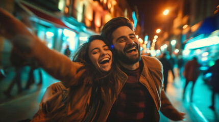 Obraz premium Techno Party People dancing in the streets of European cities
