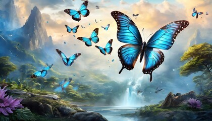 Fototapeta na wymiar Macro shots, Blue tropical butterflies isolated on white background. moths for design 
