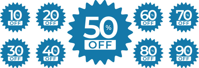 Discount Stickers for Eye Catching Appeal. Labels for flat sale in the shopping market