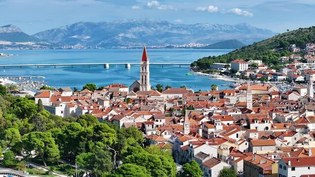 Trogir, Croatia Skyline Aerial near Split, Croatia