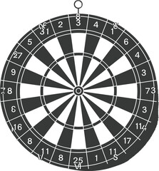 Silhouette dart game board black color only full