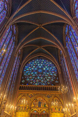 Obraz premium Paris, France - Dec 27 2022: The rose window of Saint Chapelle in Paris