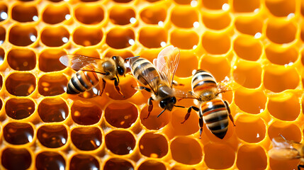 Bees on the hive slice honey nectar