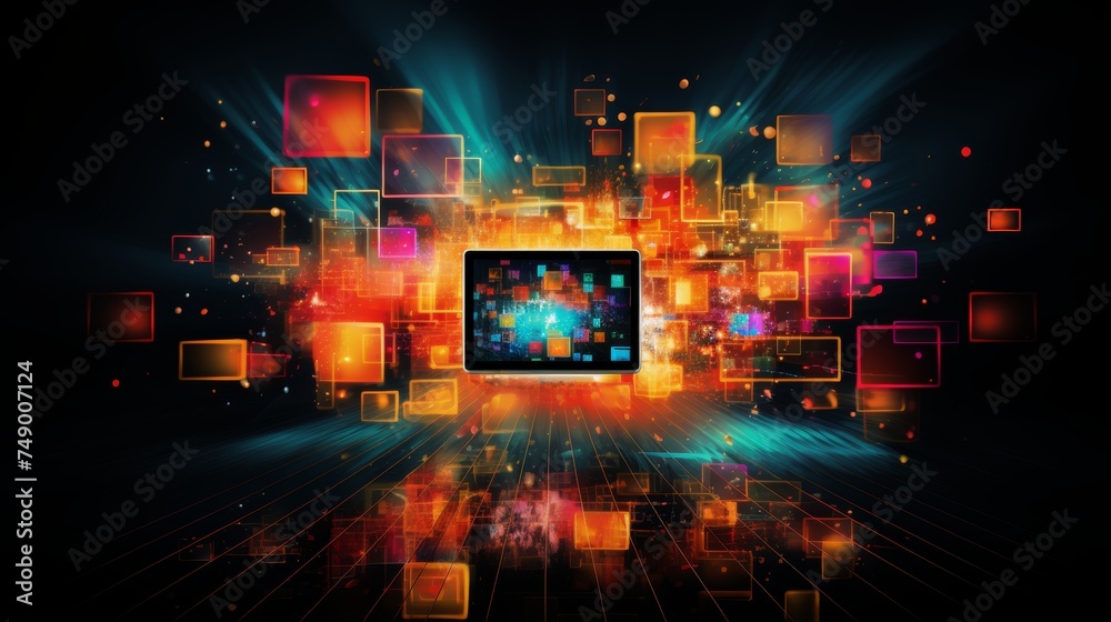 Poster dynamic multimedia background with web streaming channels and tv video technology