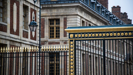 Versailles, France - Dec. 28 2022: The royal fence bar of Palace Versailles