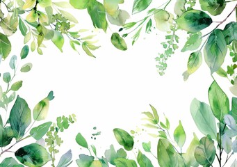 watercolor frame template in the style of tender depiction of nature Generative AI