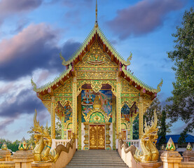 Beautiful Wat Buddhist temples in Chiangmai Chiang mai Thailand. Decorated in beautiful ornate...