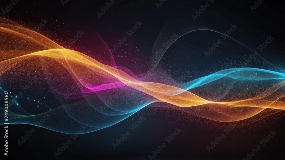 Poster technology particle abstract background with vibrant colors and dynamic motion