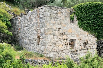 ruin near Rovenska, island Losinj, Croatia