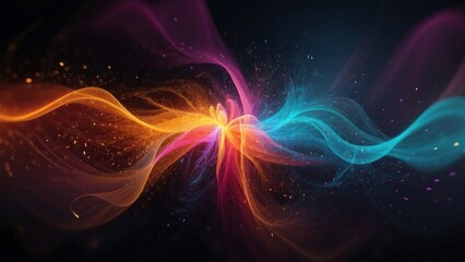 Technology particle abstract background with vibrant colors and dynamic motion
