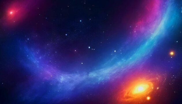Abstract colorful cosmos background. Planets and galaxies, sky and stars in universe created with generative ai	
