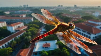 dragonfly in flight - obrazy, fototapety, plakaty