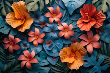 A collection of colorful flowers arranged on a wall for decoration, mothers day or international womens day or 8 march 