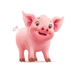 Obraz na płótnie Canvas Vector cute pink pig. Chinese new year symbol. Cheer