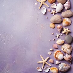 seashells purple background.