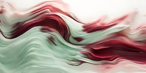 An abstract blur of mint and burgundy colors with a grainy texture on a white background, generative AI