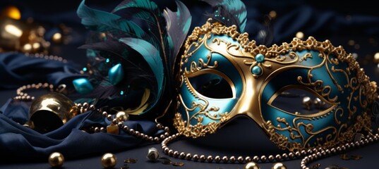 an mardi gras mask on a black background