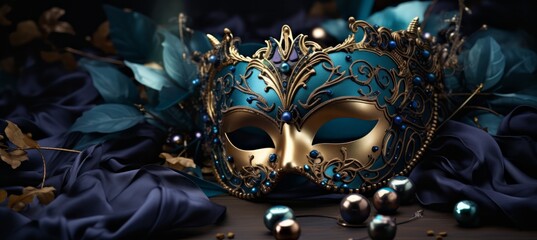 an mardi gras mask on a black background