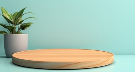 circular wooden plate for small plants